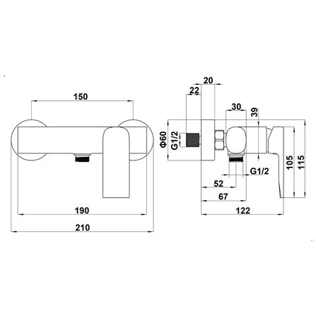 ก๊อกผสมยืนอาบ RASLAND RA A116-A5111-V_4