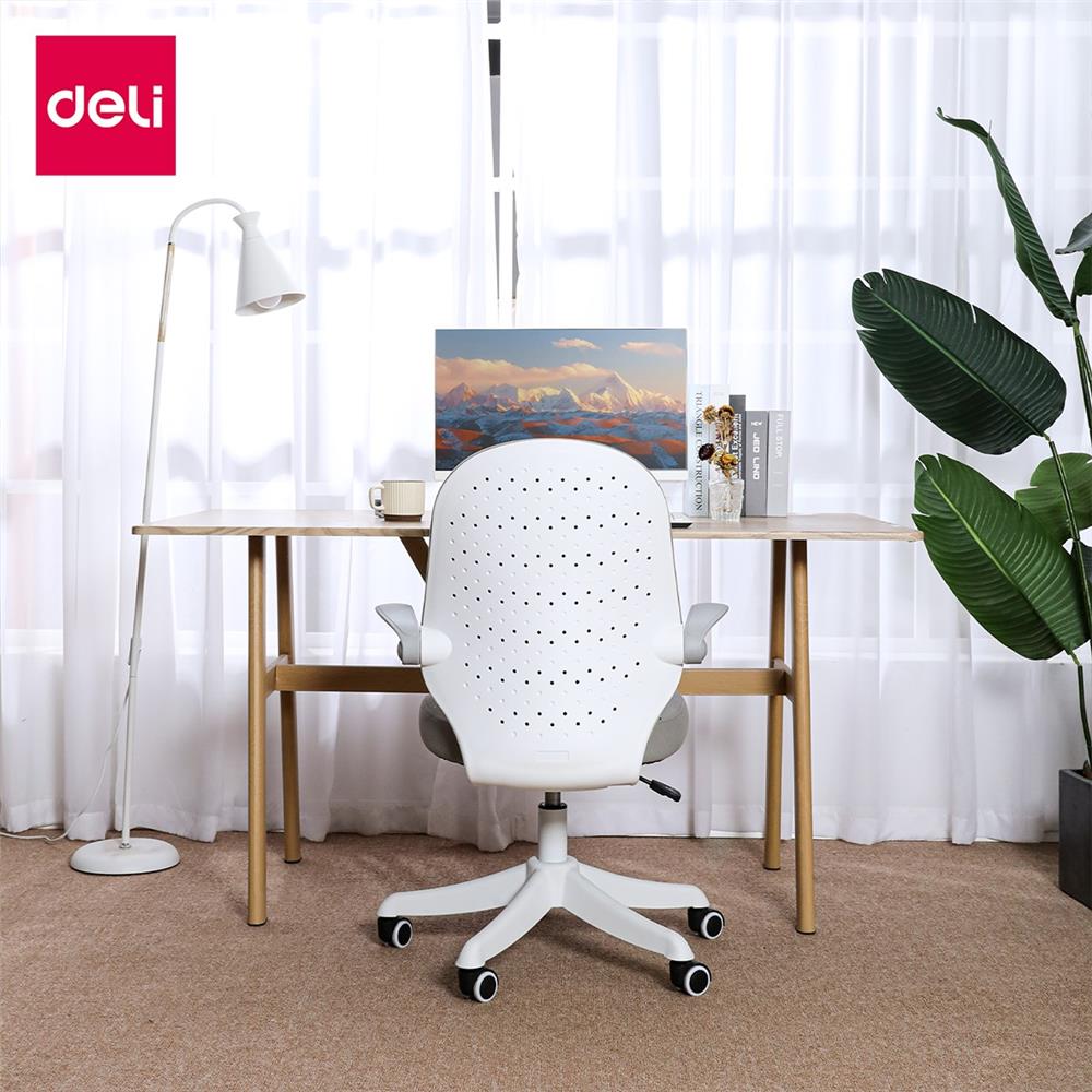 เก้าอี้สำนักงาน DELI E4942-WH-01 สีเทา/ขาว