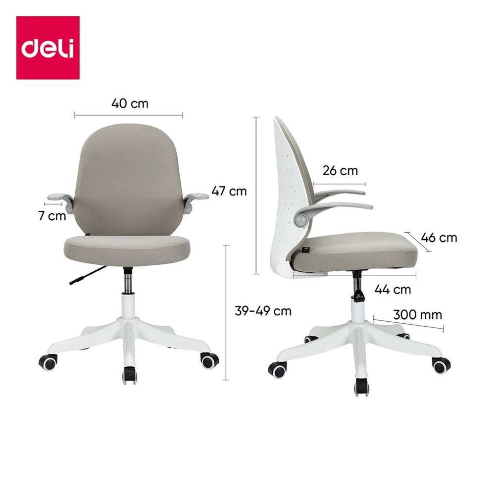 เก้าอี้สำนักงาน DELI E4942-WH-01 สีเทา/ขาว