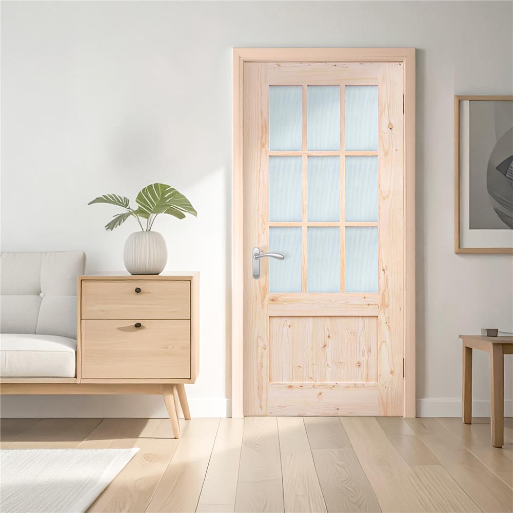 ประตูไม้เฮมล็อกเฟอร์ AZLE ZEN 90X200 ซม. สีธรรมชาติ ไม่เจาะลูกบิด