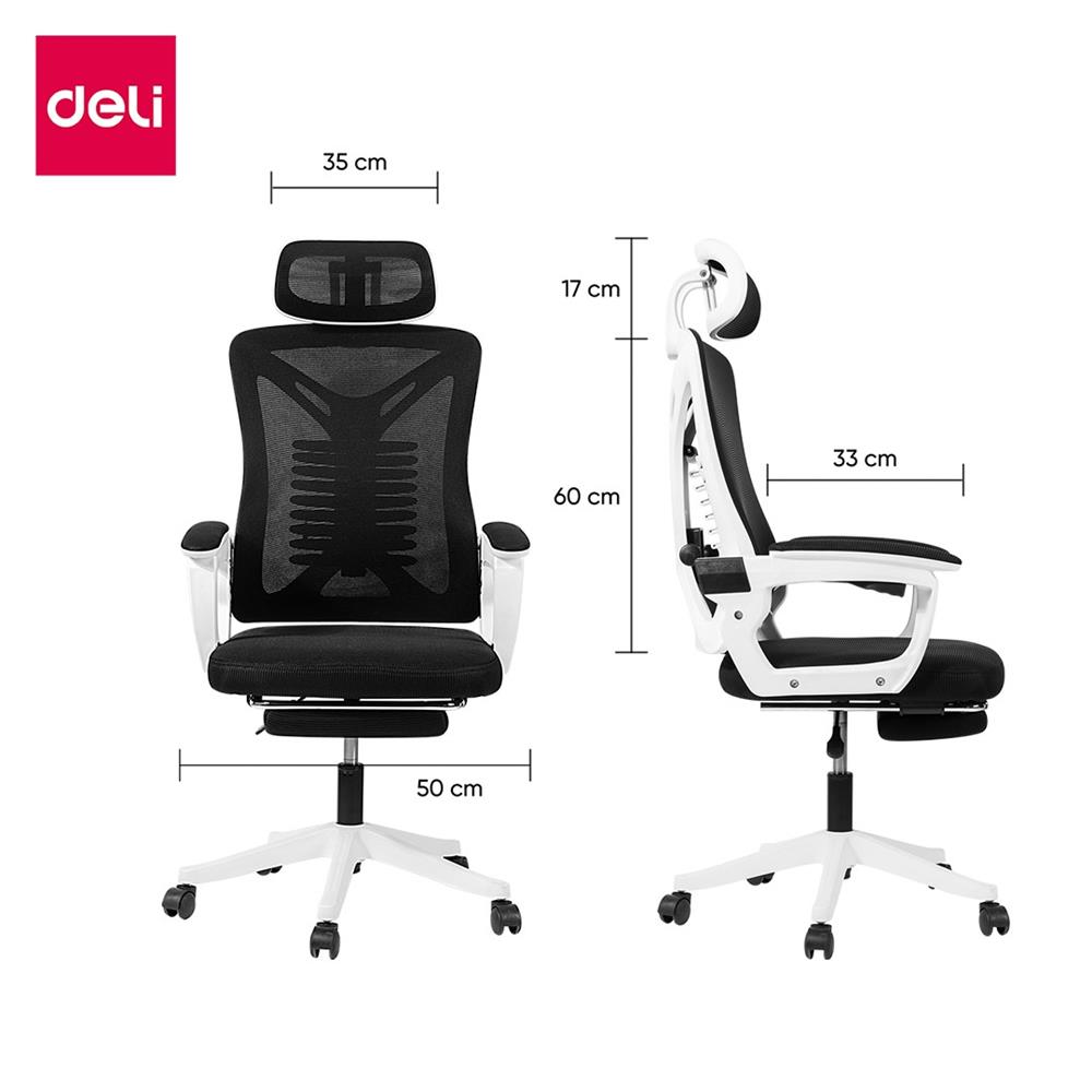 เก้าอี้สำนักงาน DELI E4935-BK-01 สีดำ/ขาว