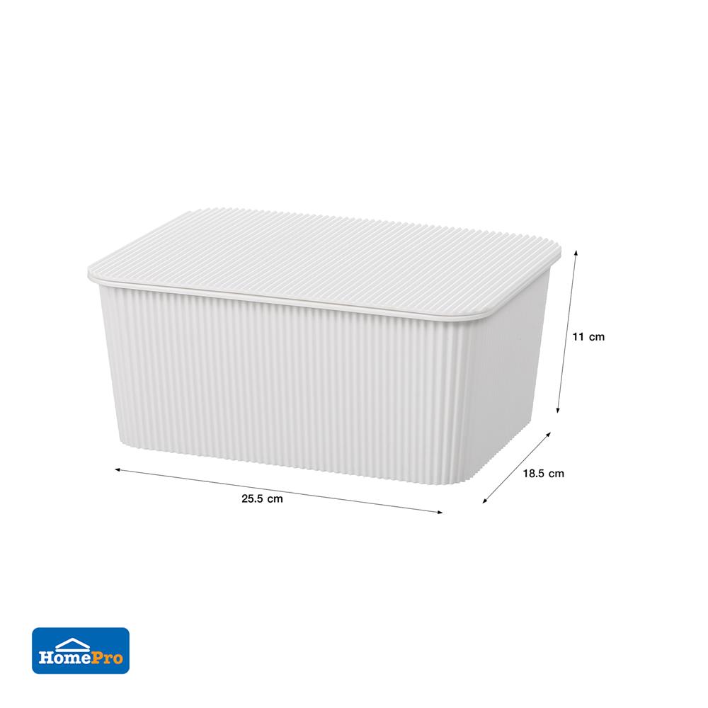 กล่องฝาปิด STACKO WIN SIZE S 25.5X18.5X11 ซม. สีขาว