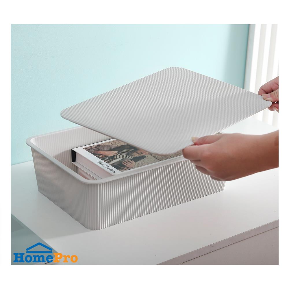 กล่องฝาปิด STACKO WIN SIZE M 37.5X25.5X11 ซม. สีขาว