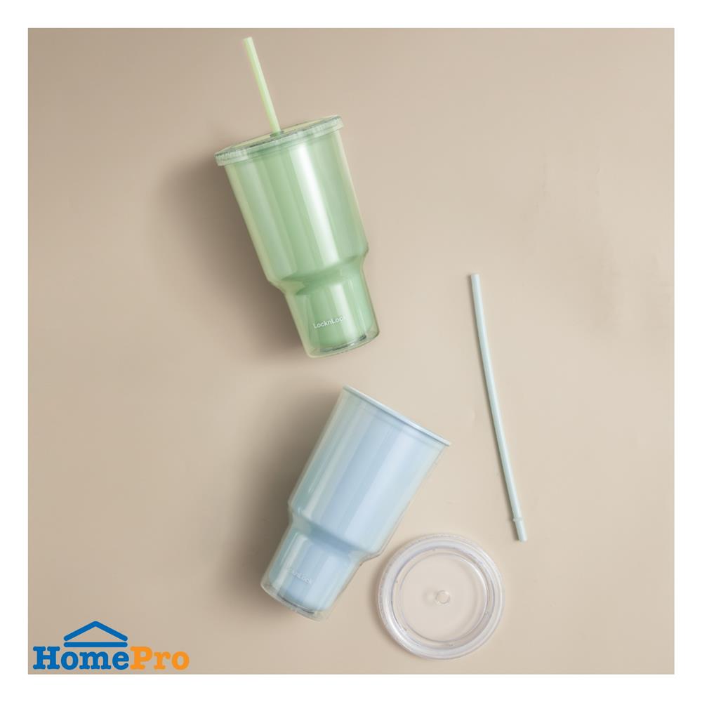 แก้วน้ำ LOCKNLOCK DOUBLE WALL COLD CUP 1 ลิตร สีฟ้า