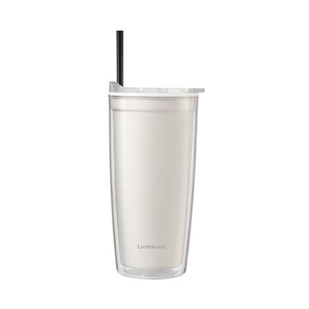 แก้วน้ำ LOCKNLOCK DOUBLE WALL 600 มล. สีครีม_0