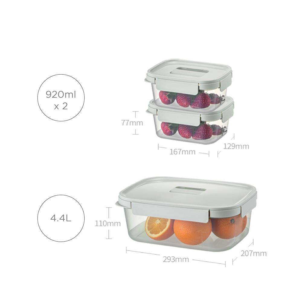 ชุดกล่องอาหาร LOCKNLOCK CHAK CHAK 4.4 ลิตร(1 ชิ้น)+920 มล.(2 ชิ้น) สีมิ้นต์