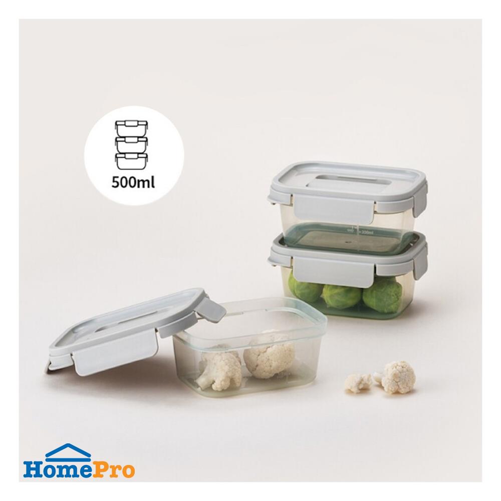 ชุดกล่องอาหาร LOCKNLOCK CHAK CHAK 500 มล. 3 ชิ้น สีมิ้นต์