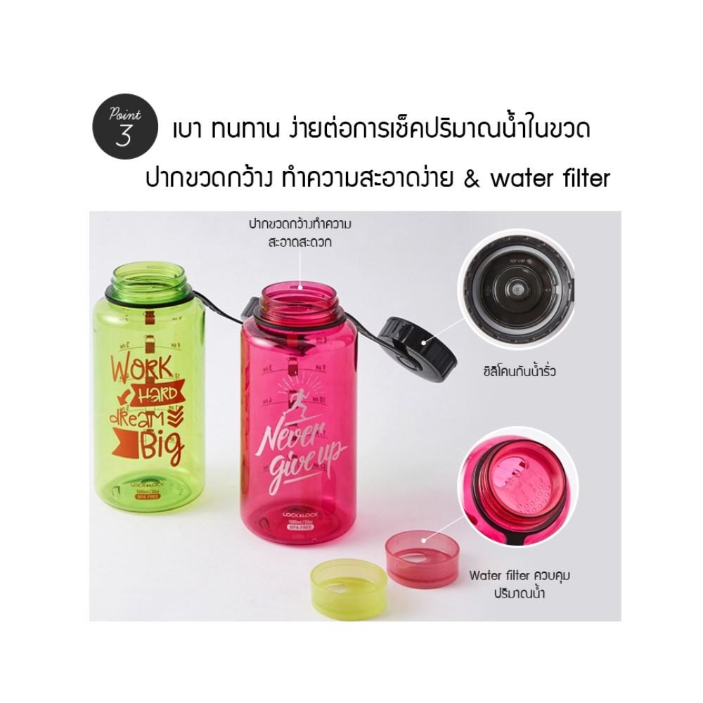 ขวดน้ำพลาสติก LOCKNLOCK HELPER 1 ลิตร สีชมพู