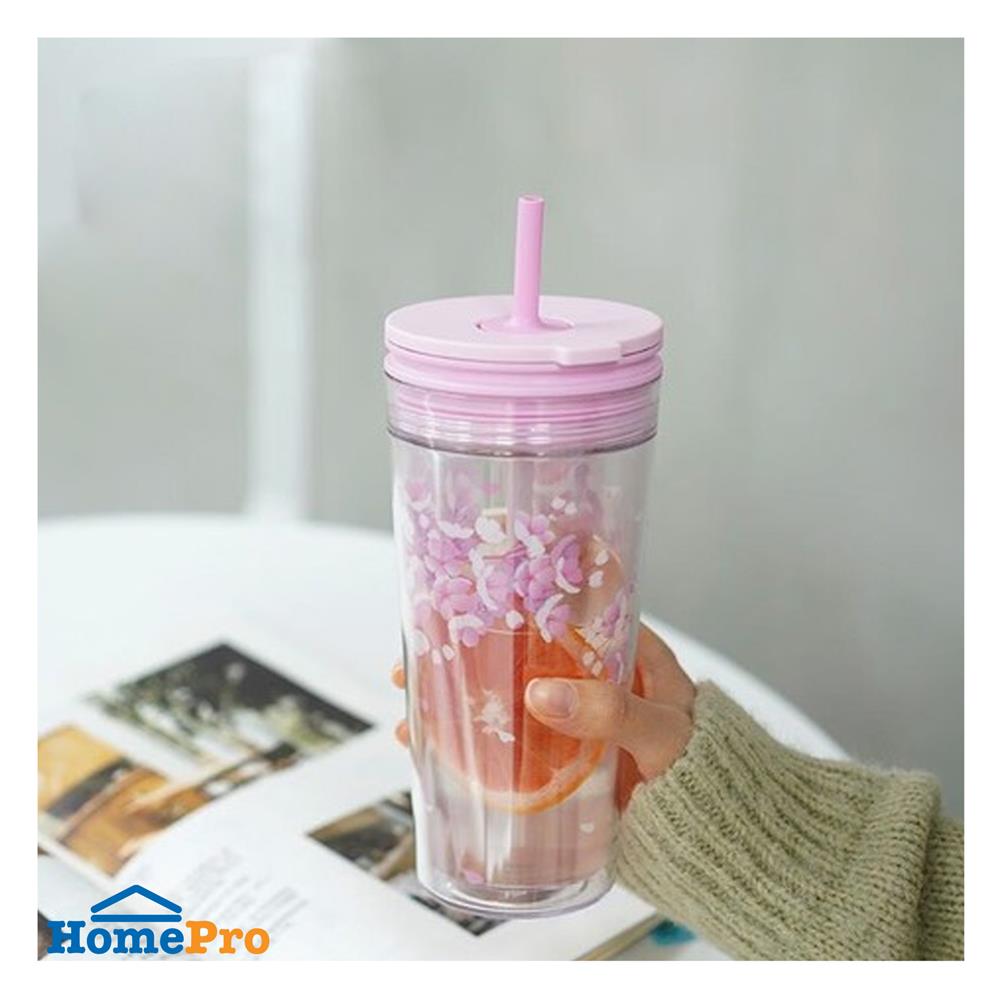 แก้วน้ำ LOCKNLOCK DOUBLE WALL BUCKET COLD 580 มล. สีชมพู