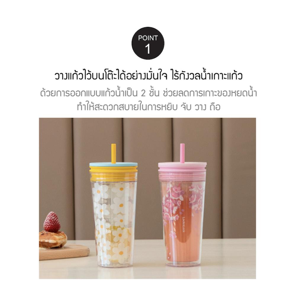แก้วน้ำ LOCKNLOCK DOUBLE WALL BUCKET COLD 580 มล. สีฟ้า