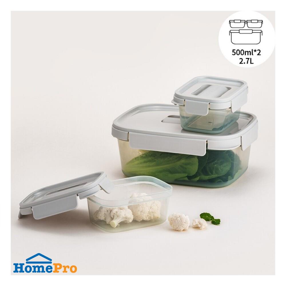 ชุดกล่องอาหาร LOCKNLOCK CHAK CHAK 2.7 ลิตร(1 ชิ้น)+500 มล.(2 ชิ้น) สีมิ้นต์