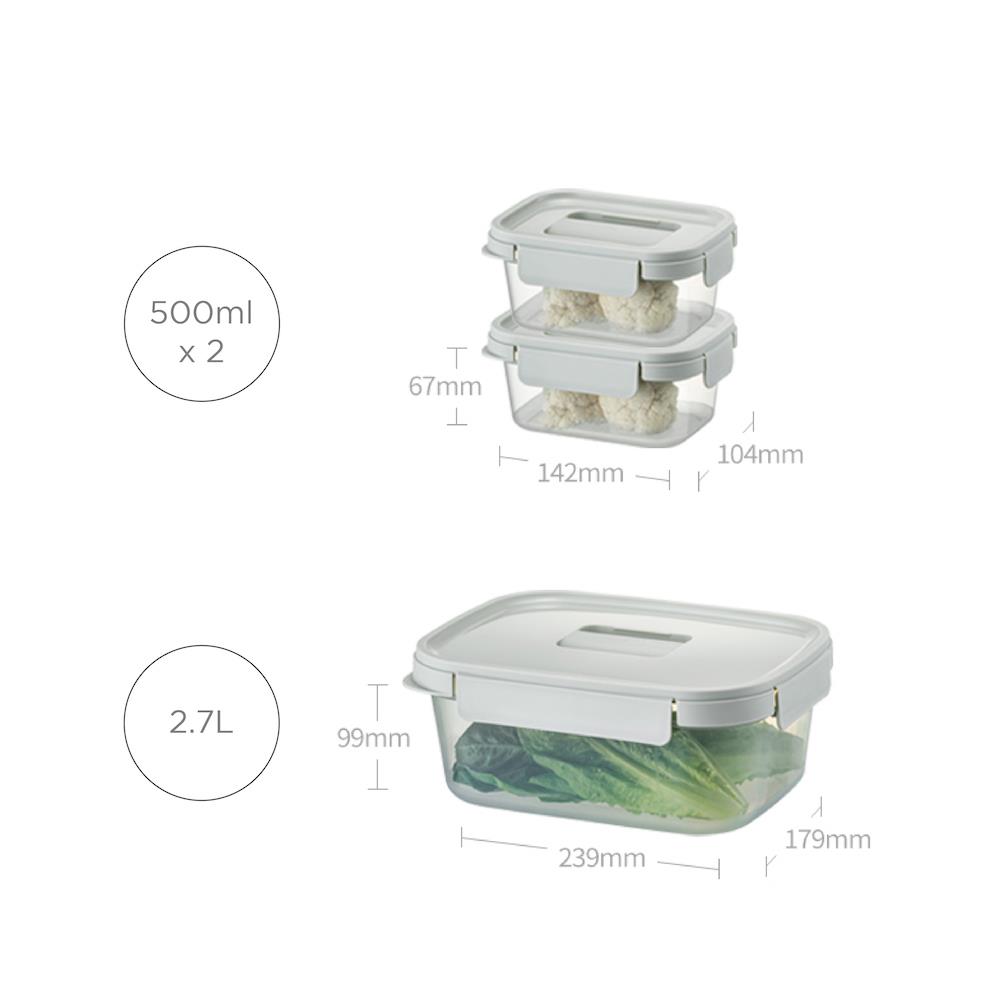 ชุดกล่องอาหาร LOCKNLOCK CHAK CHAK 2.7 ลิตร(1 ชิ้น)+500 มล.(2 ชิ้น) สีมิ้นต์