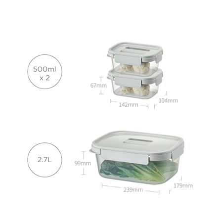 ชุดกล่องอาหาร LOCKNLOCK CHAK CHAK 2.7 ลิตร(1 ชิ้น)+500 มล.(2 ชิ้น) สีมิ้นต์_3