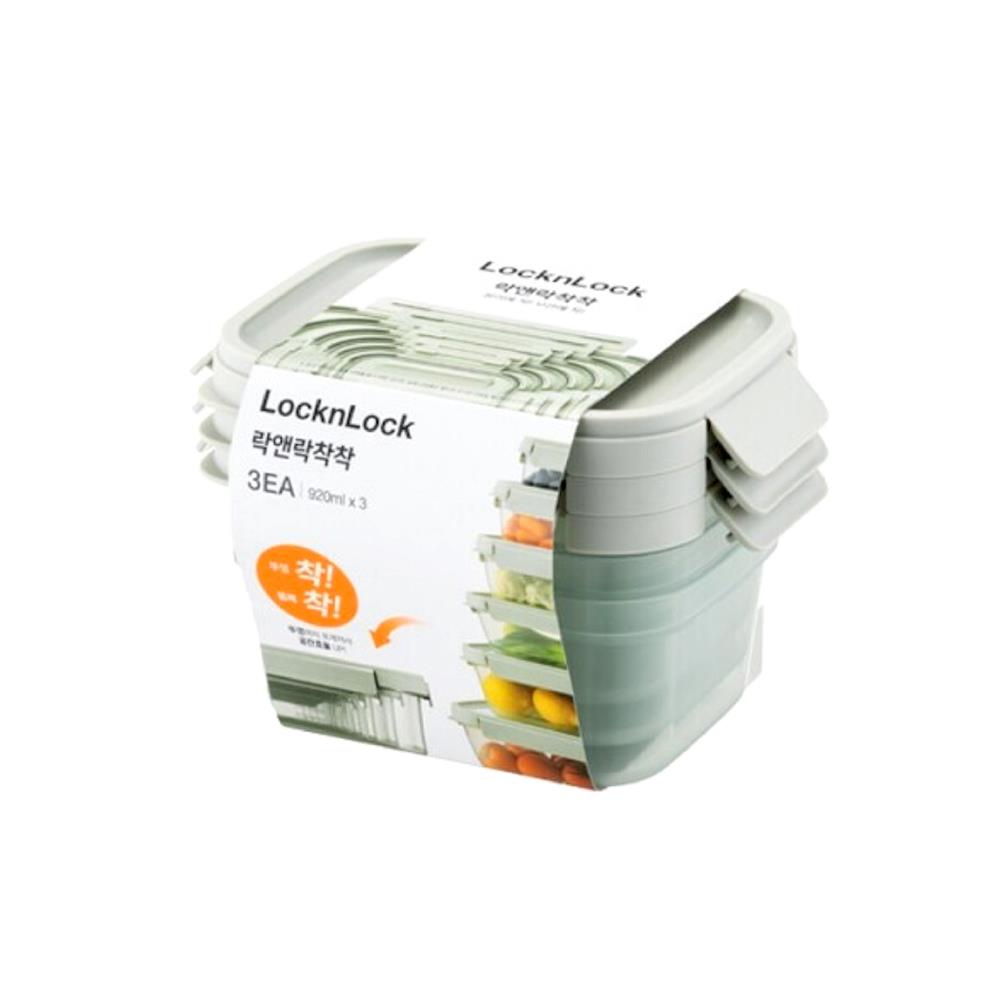 ชุดกล่องอาหาร LOCKNLOCK CHAK CHAK 920 มล. 3 ชิ้น สีมิ้นต์