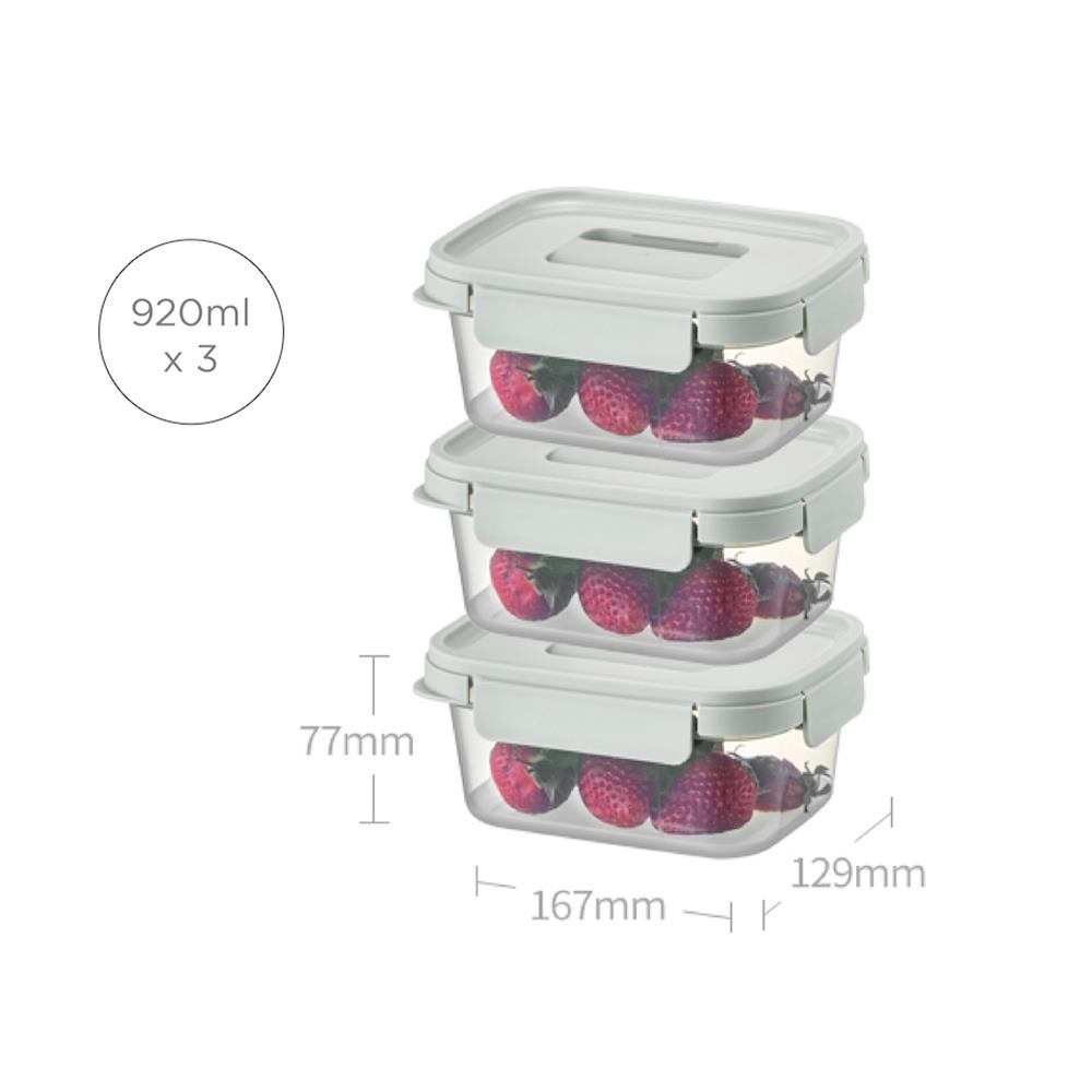 ชุดกล่องอาหาร LOCKNLOCK CHAK CHAK 920 มล. 3 ชิ้น สีมิ้นต์