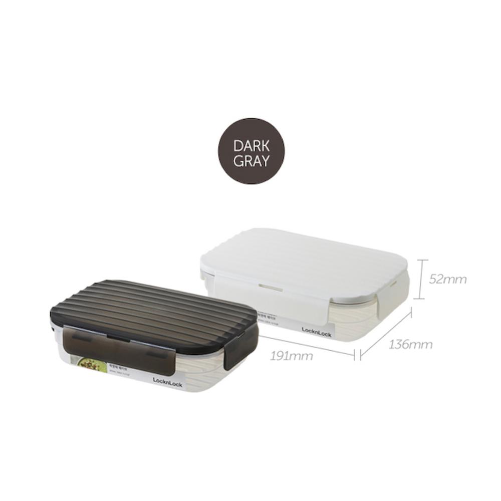 กล่องอาหาร LOCKNLOCK WAVE CONTAINER 0.67 ลิตร สีเทา