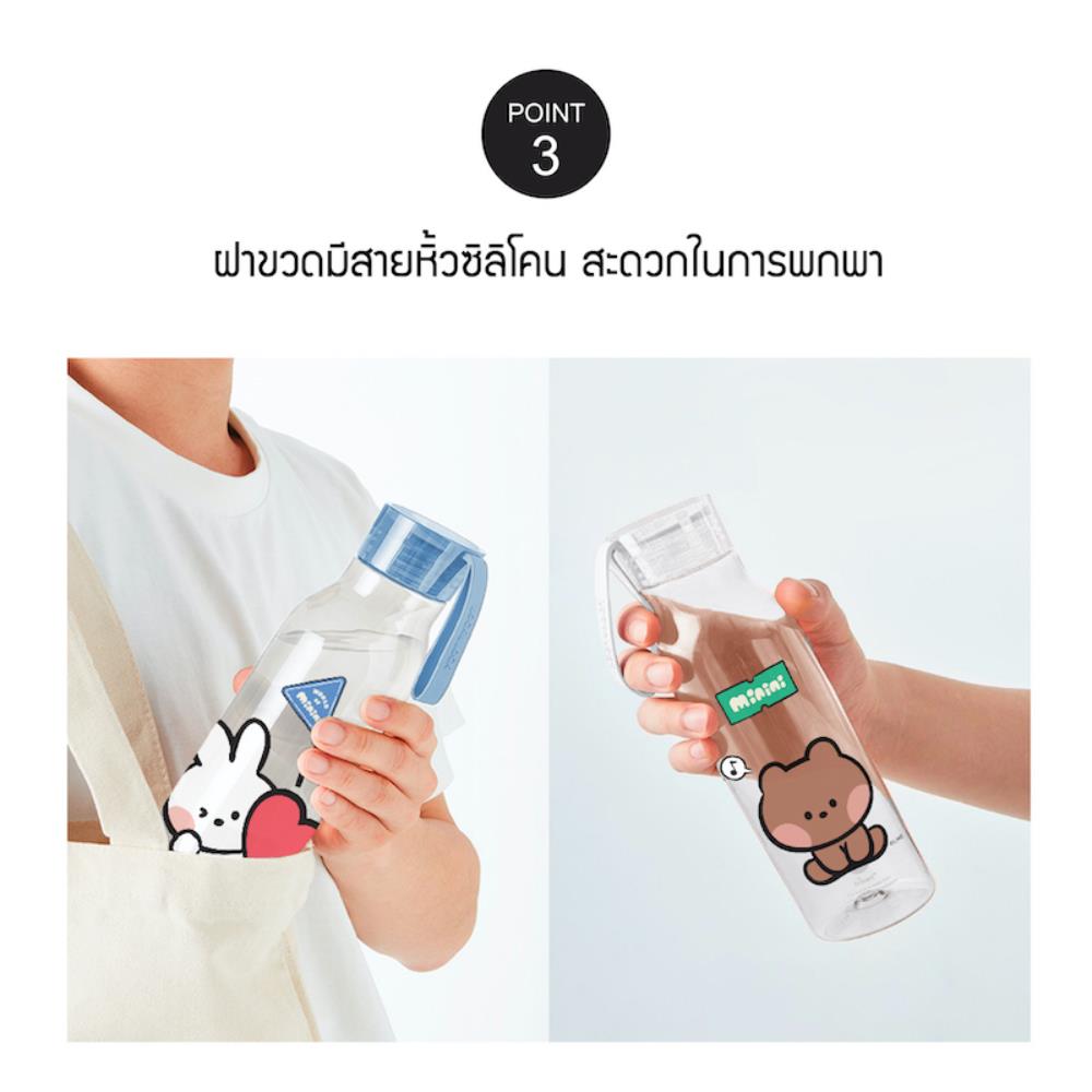 ขวดน้ำพลาสติก TRITAN LOCKNLOCK LINE FRIEND 550 มล. สีขาว/ใส