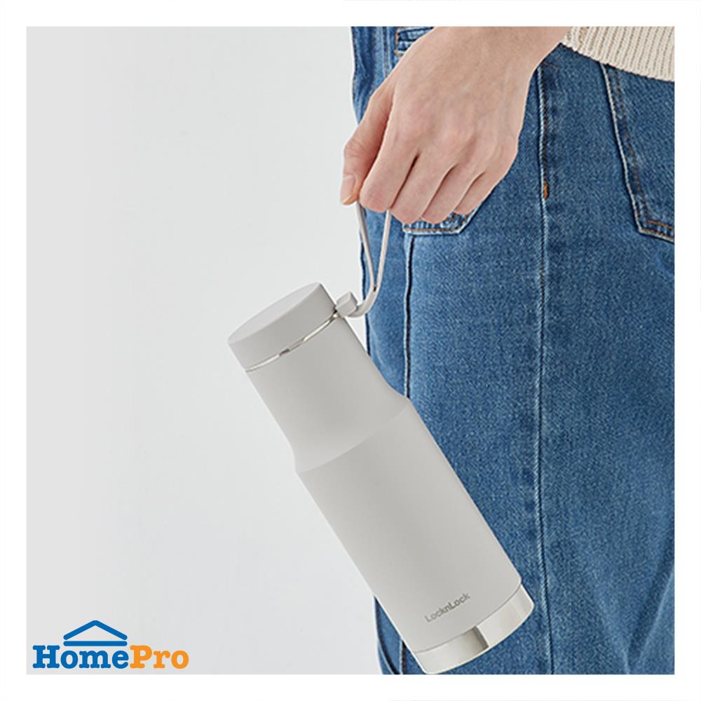 กระติกสุญญากาศ LOCKNLOCK METRO EDGE 620 มล. สีครีม