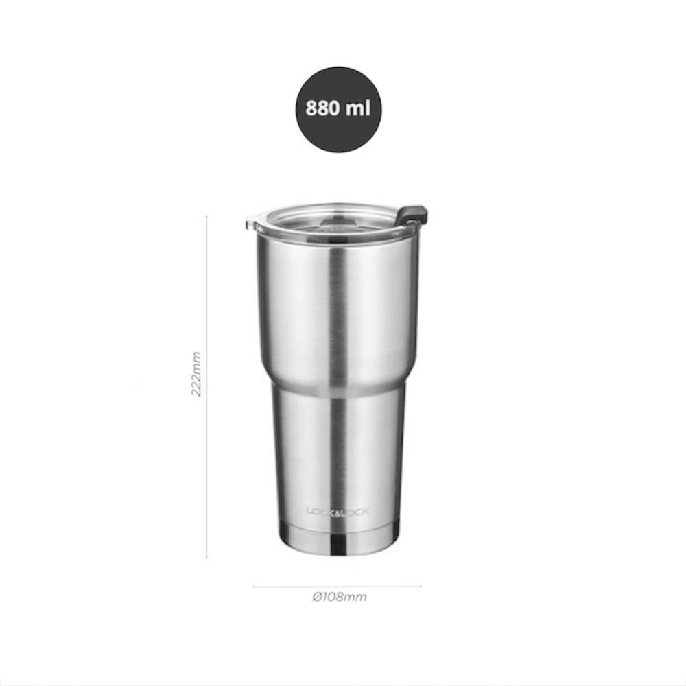 แก้วน้ำสุญญากาศ LOCKNLOCK 880 มล. สีเงิน