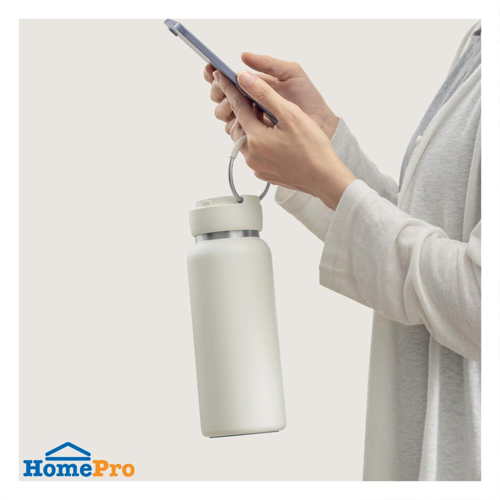 กระติกสุญญากาศ 0.65 ลิตร LOCKNLOCK SLING RING TUMBLER สีครีมงาช้าง