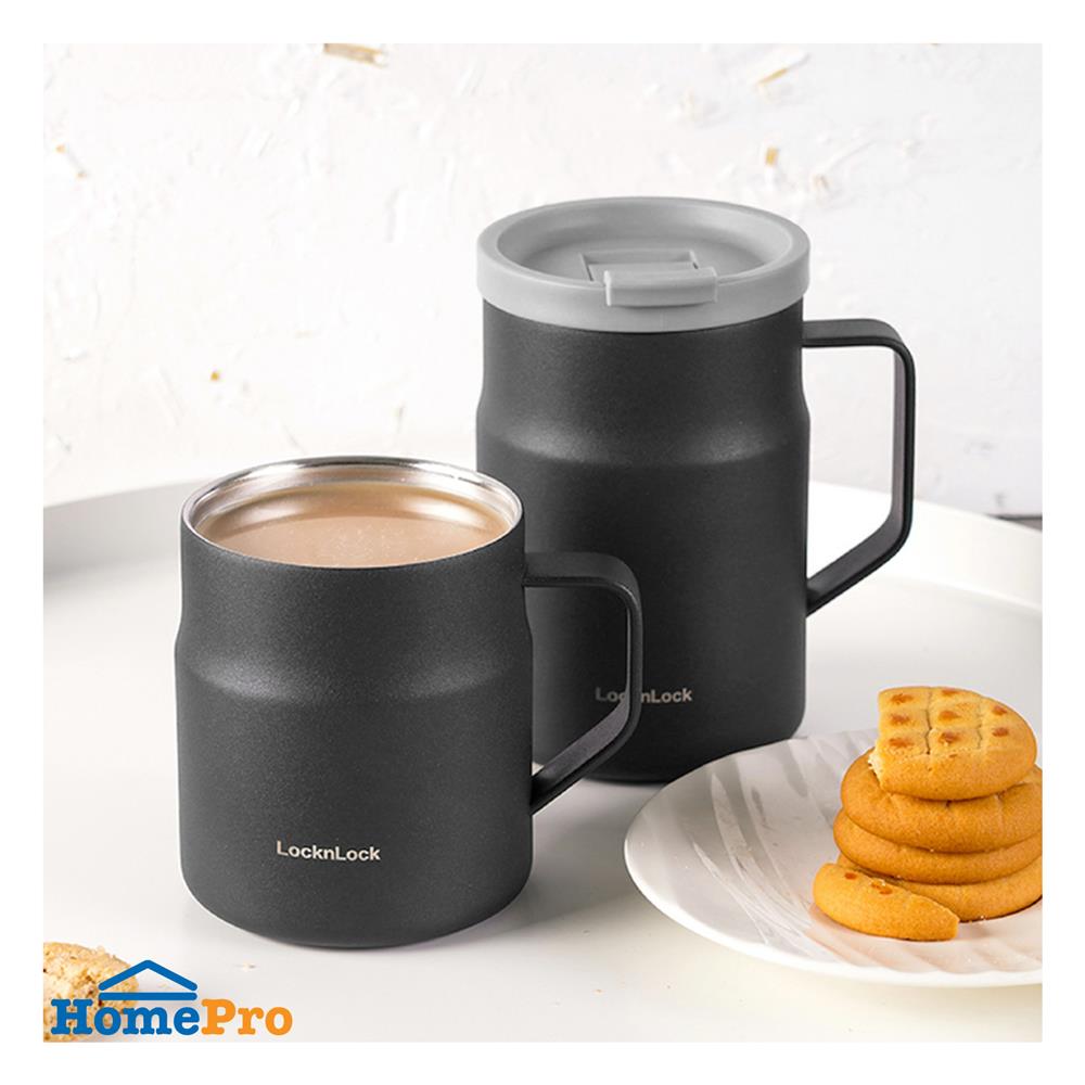 กระติกสุญญากาศ LOCKNLOCK METRO MUG 475 มล. สีเทาเข้ม