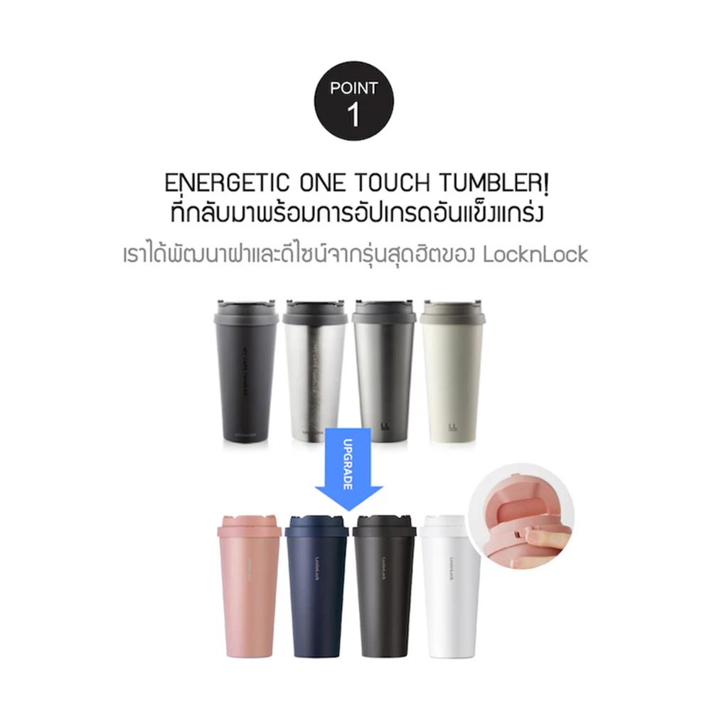 กระติกสุญญากาศ 550 มล. LOCKNLOCK ENERGETIC ONE TOUCH สีชมพู