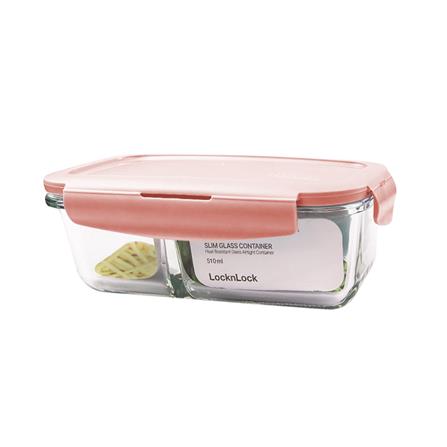 กล่องอาหาร LOCKNLOCK SLIM GLASS LCB425C 0.51 ลิตร สีชมพู_0