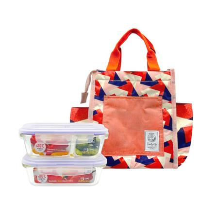 ชุดกล่องอาหารแก้วพร้อมกระเป๋า LOCKNLOCK LUNCH สีส้ม_0
