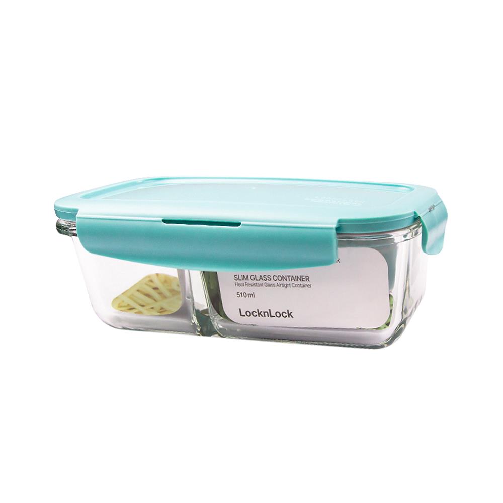 กล่องอาหาร LOCKNLOCK SLIM GLASS LCB425C 0.51 ลิตร สีฟ้า