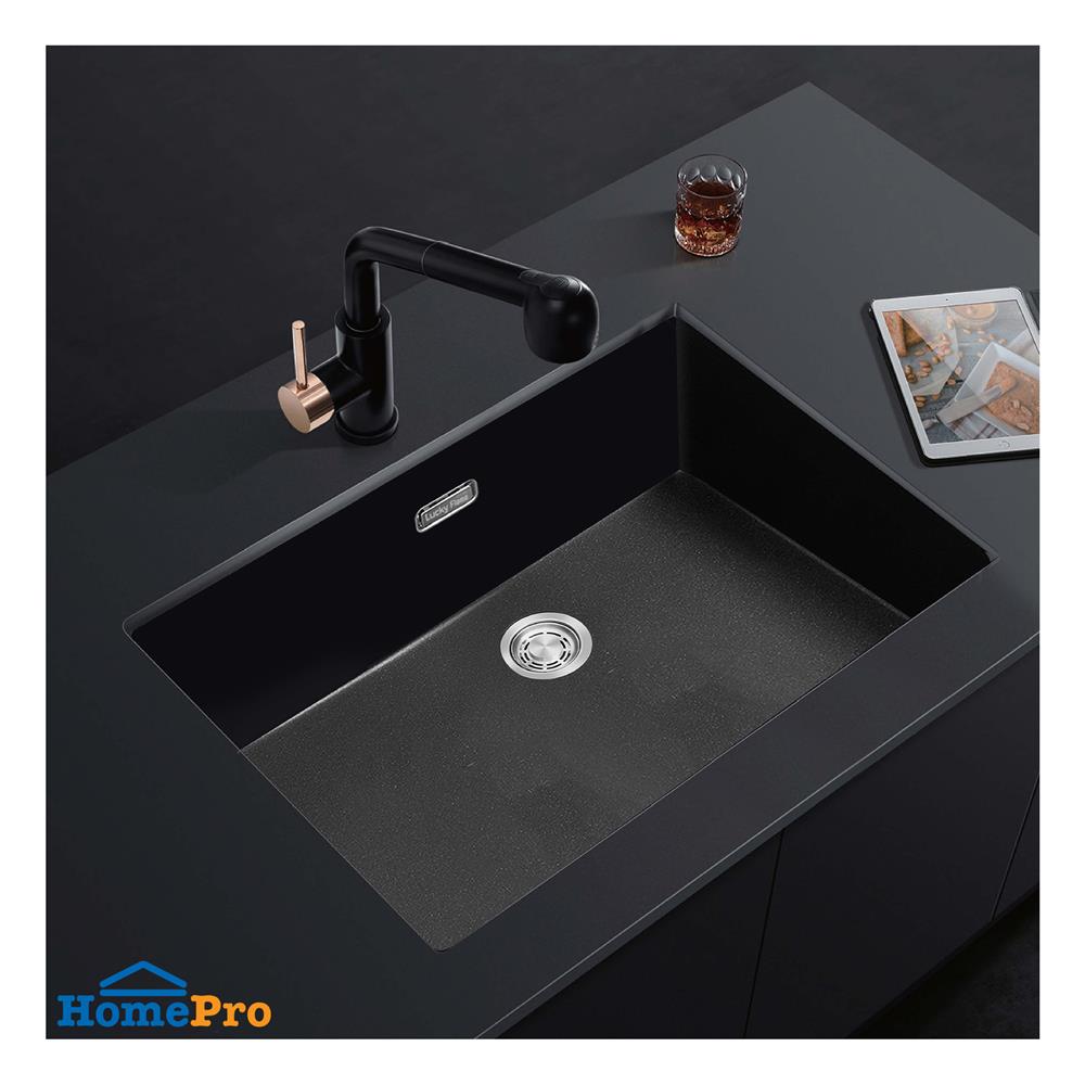 ซิงค์ฝัง 1 หลุม LUCKY FLAME GNS-0851-UM BK U 78.5 ซม. สีดำ