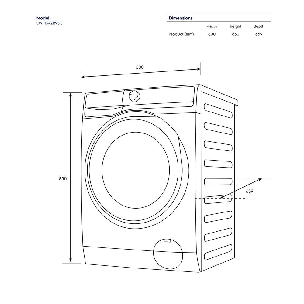 เครื่องซักผ้าฝาหน้าพร้อมขาตั้ง ELECTROLUX EWF1342R9SC 13 กก. 1400RPM อินเวอร์เตอร์ สีเทาเข้ม