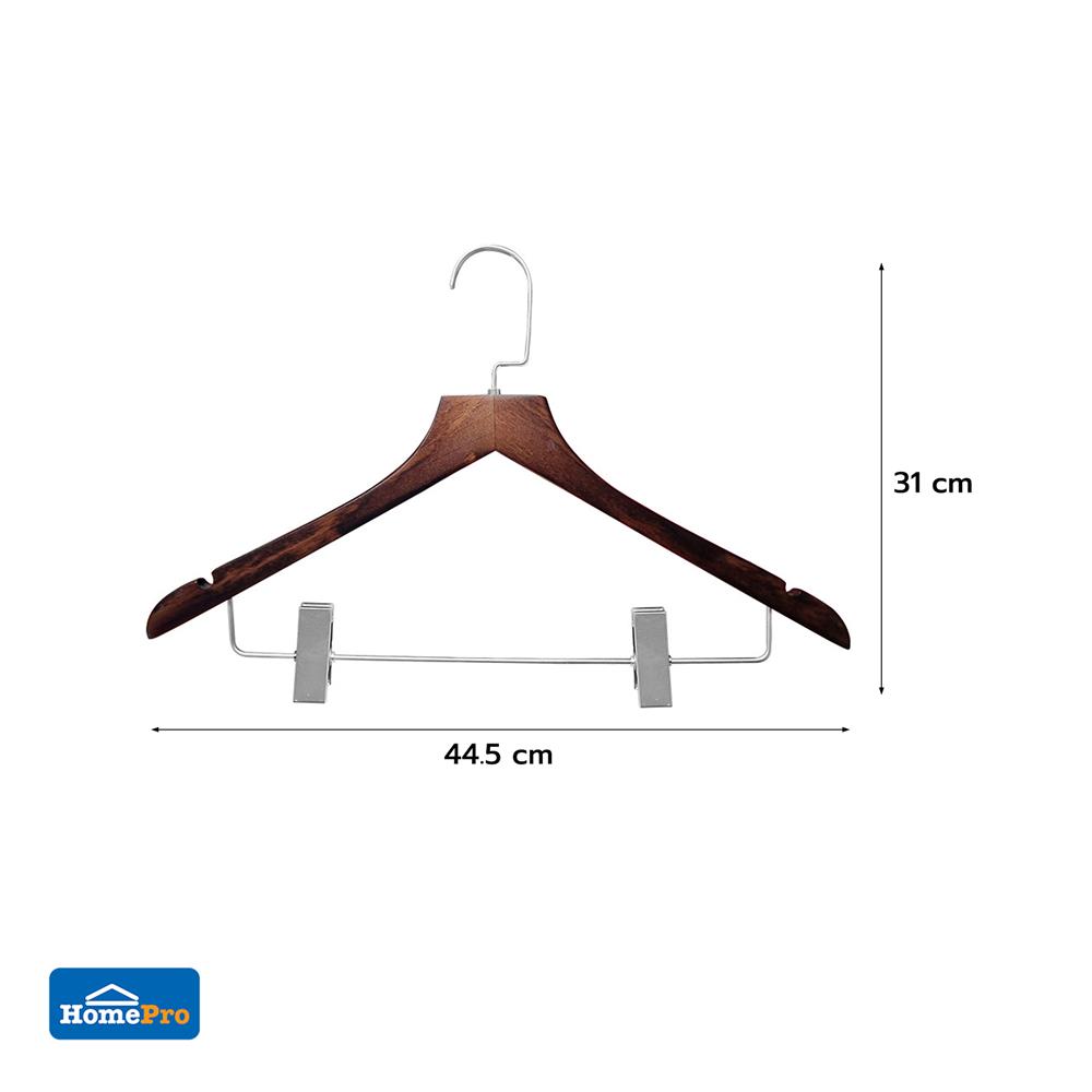 ไม้แขวนเสื้อไม้มีตัวหนีบ PLIM HOTEL MAPLE (แพ็ก 6 ชิ้น)