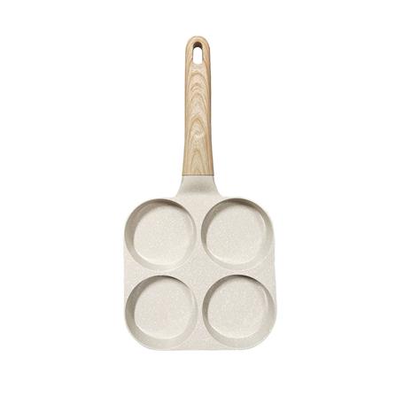 กระทะ 4 ช่อง ด้ามไม้ 18 ซม. CERAMIC KECH สีครีม IH_2