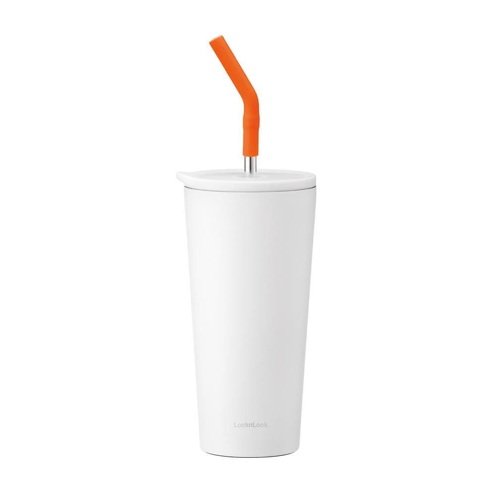 กระติกสุญญากาศ LOCKNLOCK STRAW VACUUM COLDCUP LHC4304 550 มล. สีขาว