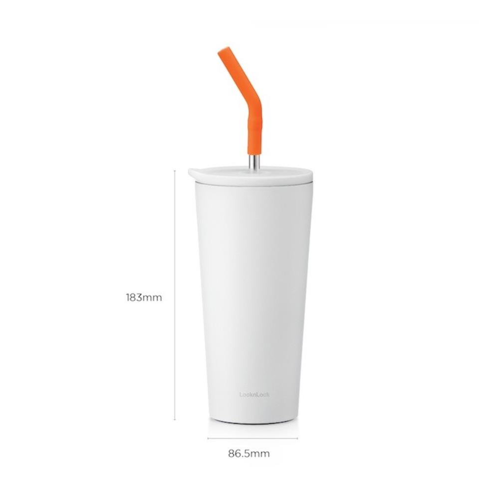 กระติกสุญญากาศ LOCKNLOCK STRAW VACUUM COLDCUP LHC4304 550 มล. สีขาว