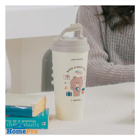 กระติกสุญญากาศ LOCKNLOCK LINE FRIEND LHC4279 540 มล. สีครีม_4