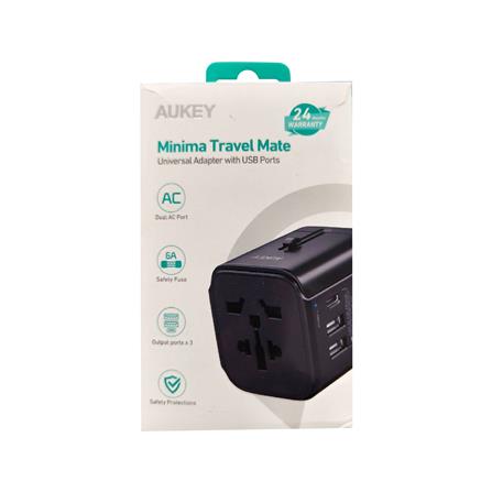 ปลั๊กแปลง 4 IN 1 UNIVERSAL 2 USB 1 TYPE C AUKEY PA-TA01  สีดำ_1