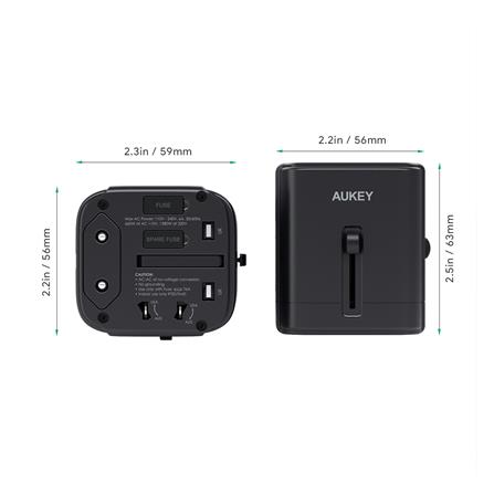 ปลั๊กแปลง 4 IN 1 UNIVERSAL 2 USB 1 TYPE C AUKEY PA-TA01  สีดำ_3