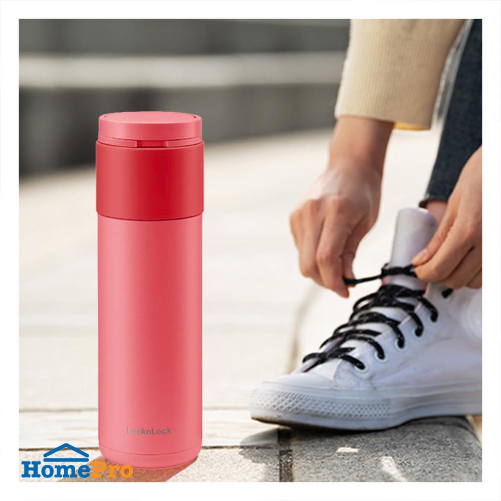 กระติกสุญญากาศ LOCKNLOCK HIDDEN 490 มล. สีแดง