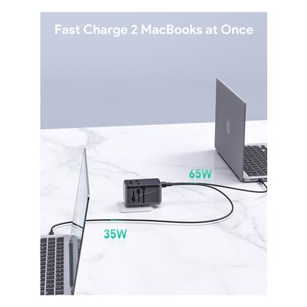 ปลั๊กแปลง 4 IN 1 UNIVERSAL 1 USB A 3 TYPE C AUKEY PA-TA09 100 วัตต์ สีเทา_2