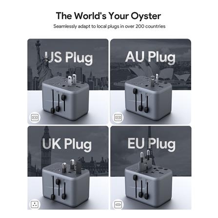 ปลั๊กแปลง 4 IN 1 UNIVERSAL 1 USB A 5 TYPE C AUKEY PA-TA08 65W สีเทา_3