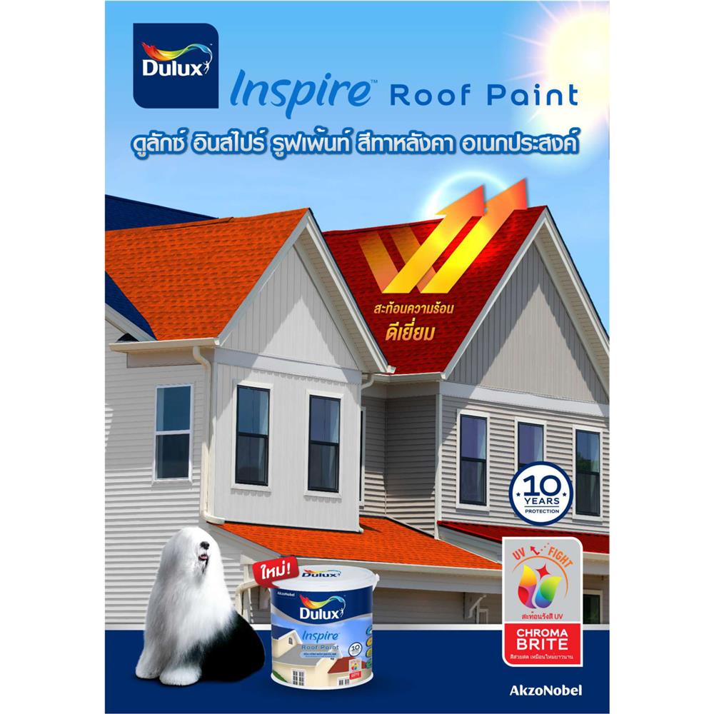 สีน้ำทาหลังคา ชนิดกึ่งเงา DULUX INSPIRE ROOF PAINT R824 สีใส 1 แกลลอน