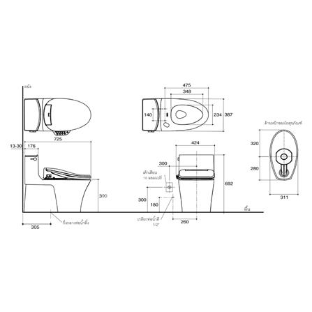 สุขภัณฑ์ 1 ชิ้น KOHLER K-27450X-150-0 สีขาว_4