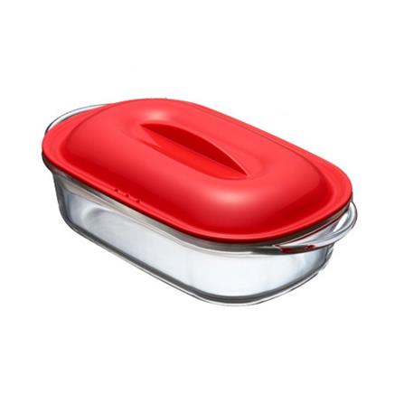 จานแก้วพร้อมฝา LOCKNLOCK EASY COOK 650 มล. สีแดง_0