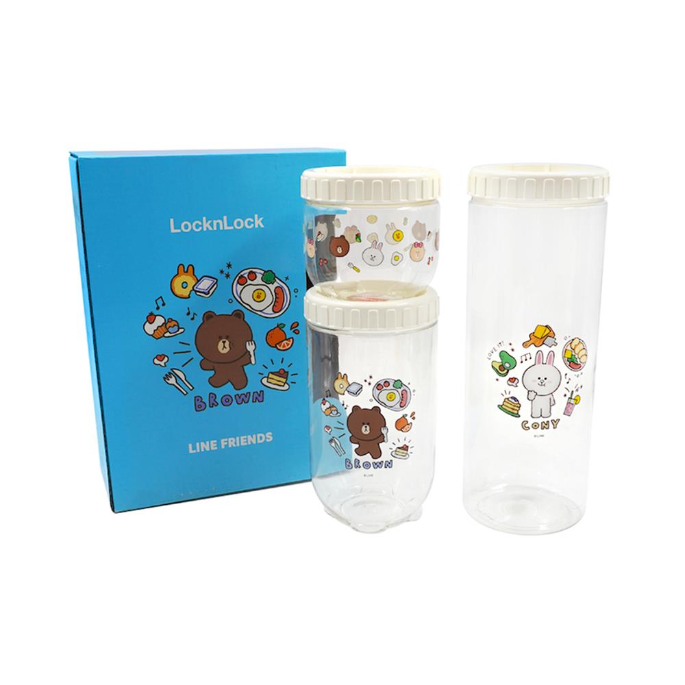 ชุดขวดโหลฝาเกลียว LOCKNLOCK LINE FRIEND INL301S002LF สีขาว/ใส 3 ชิ้น