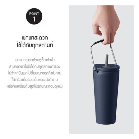 แก้วน้ำสุญญากาศพร้อมหลอด LOCKNLOCK TUMBLER 540 มล. สีขาว_1