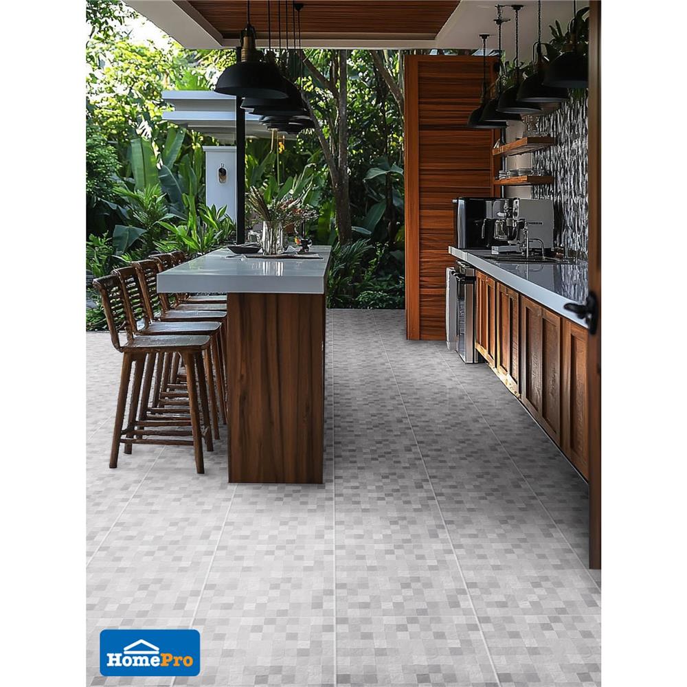 กระเบื้องพื้น 16x16 นิ้ว TARA กริดมิกซ์ เทา PM 0.96 ตร.ม.
