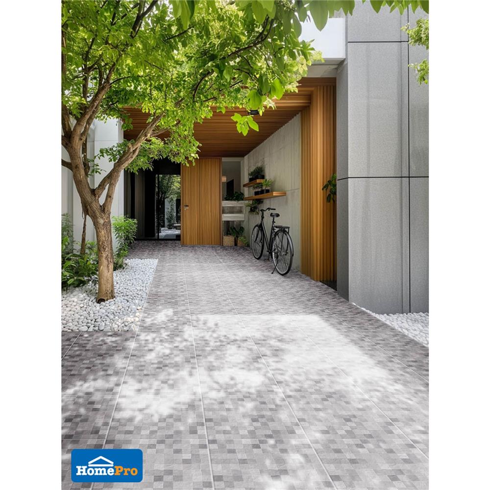 กระเบื้องพื้น 16x16 นิ้ว TARA กริดมิกซ์ เทา PM 0.96 ตร.ม.
