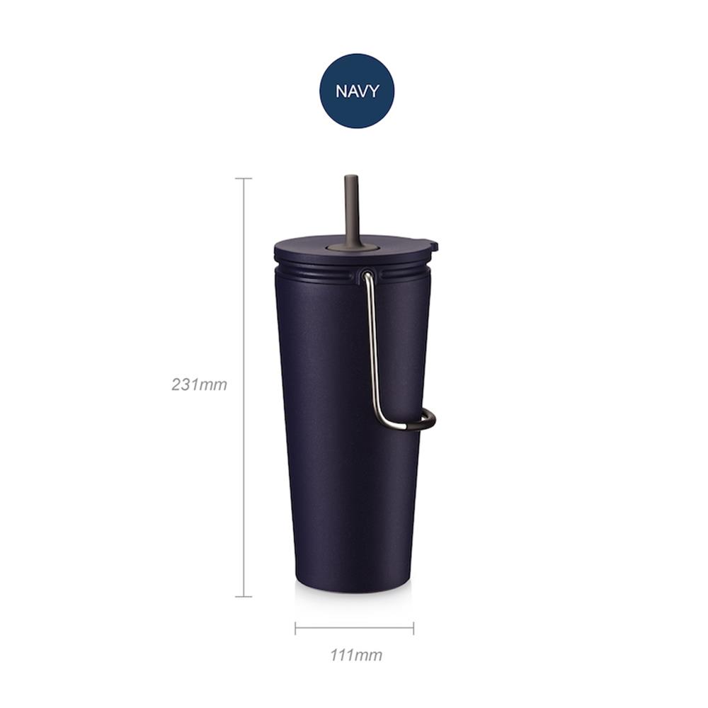 แก้วน้ำสุญญากาศพร้อมหลอด LOCKNLOCK TUMBLER 540 มล. สีน้ำเงิน