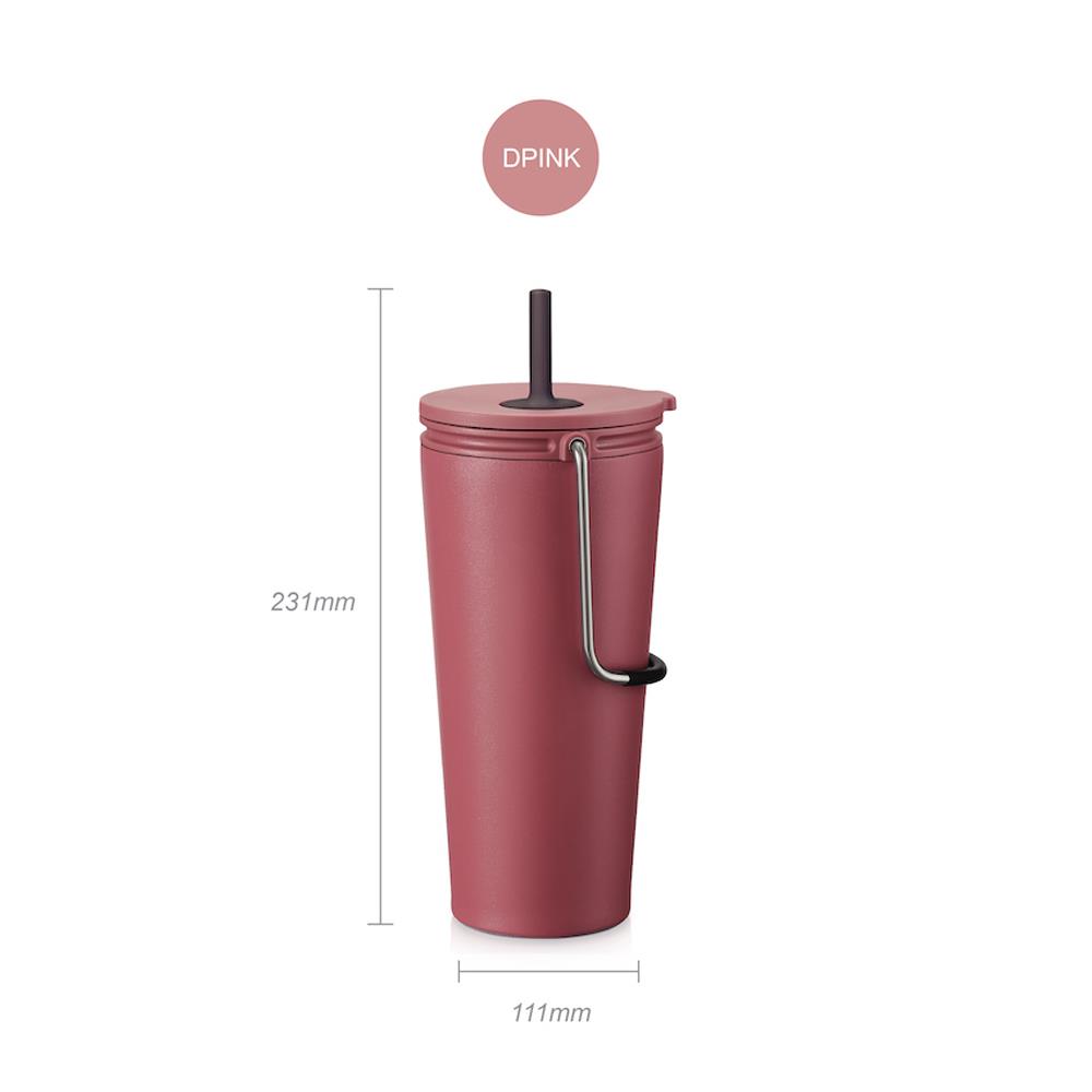 แก้วน้ำสุญญากาศพร้อมหลอด LOCKNLOCK TUMBLER 540 มล. สีชมพู